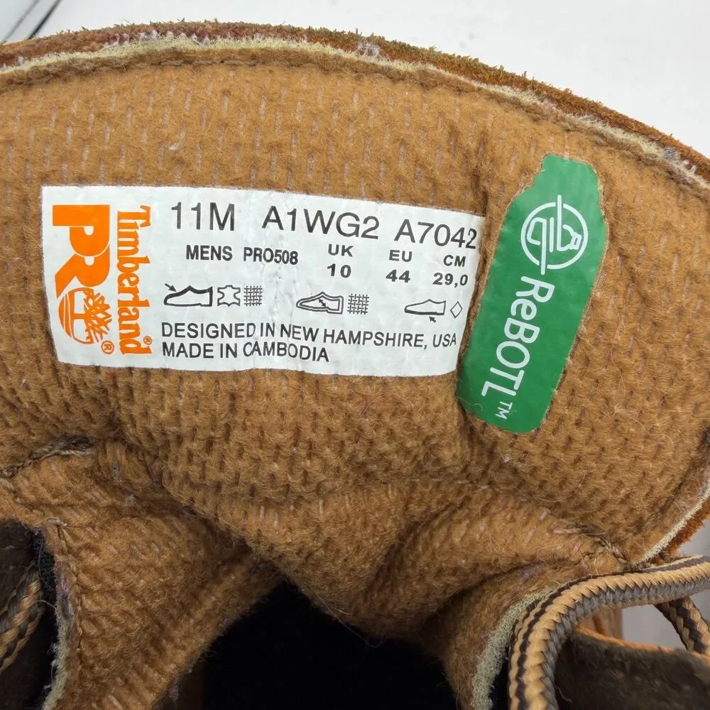 Timberland PRO ReBOT Leather Work Boots Brown Soft Toe Men's Size 11 A1WG2